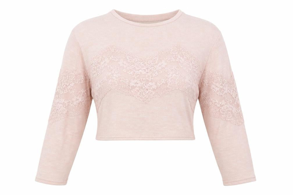 H&M Womens Pink  Lace Basic T-Shirt Size XS