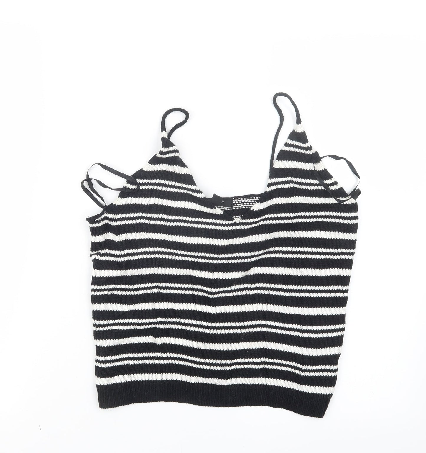 Atmosphere Womens Black Striped Knit Cropped Tank Size 10