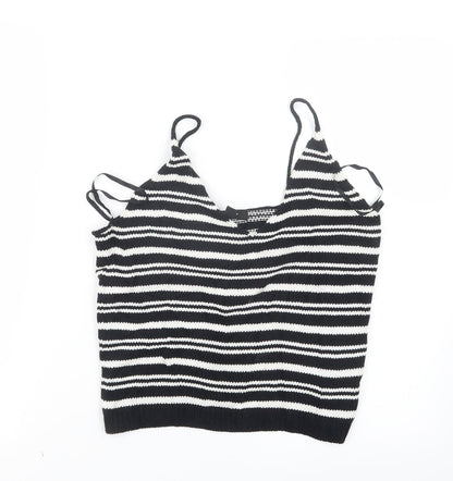 Additional front view of Atmosphere women’s black striped knit cropped tank, size UK 10