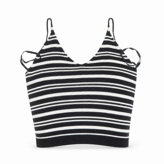 Atmosphere Womens Black Striped Knit Cropped Tank Size 10