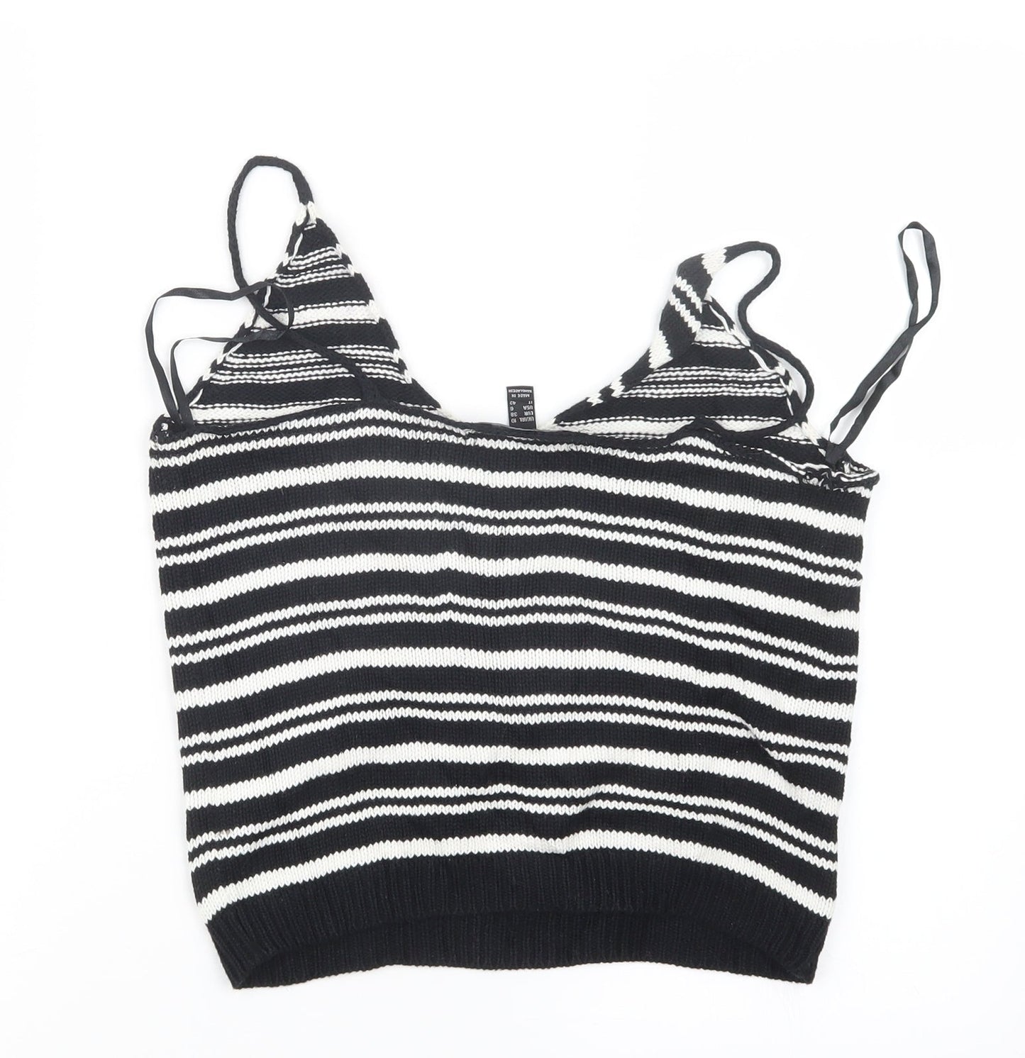Atmosphere Womens Black Striped Knit Cropped Tank Size 10