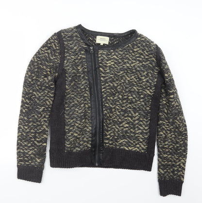 Additional front view of Papaya women’s grey knit jacket, size UK 12