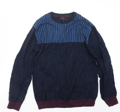 Additional front view of Easy men’s blue knit jumper, size M