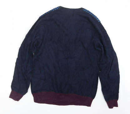 Back view of Easy men’s blue knit jumper, size M