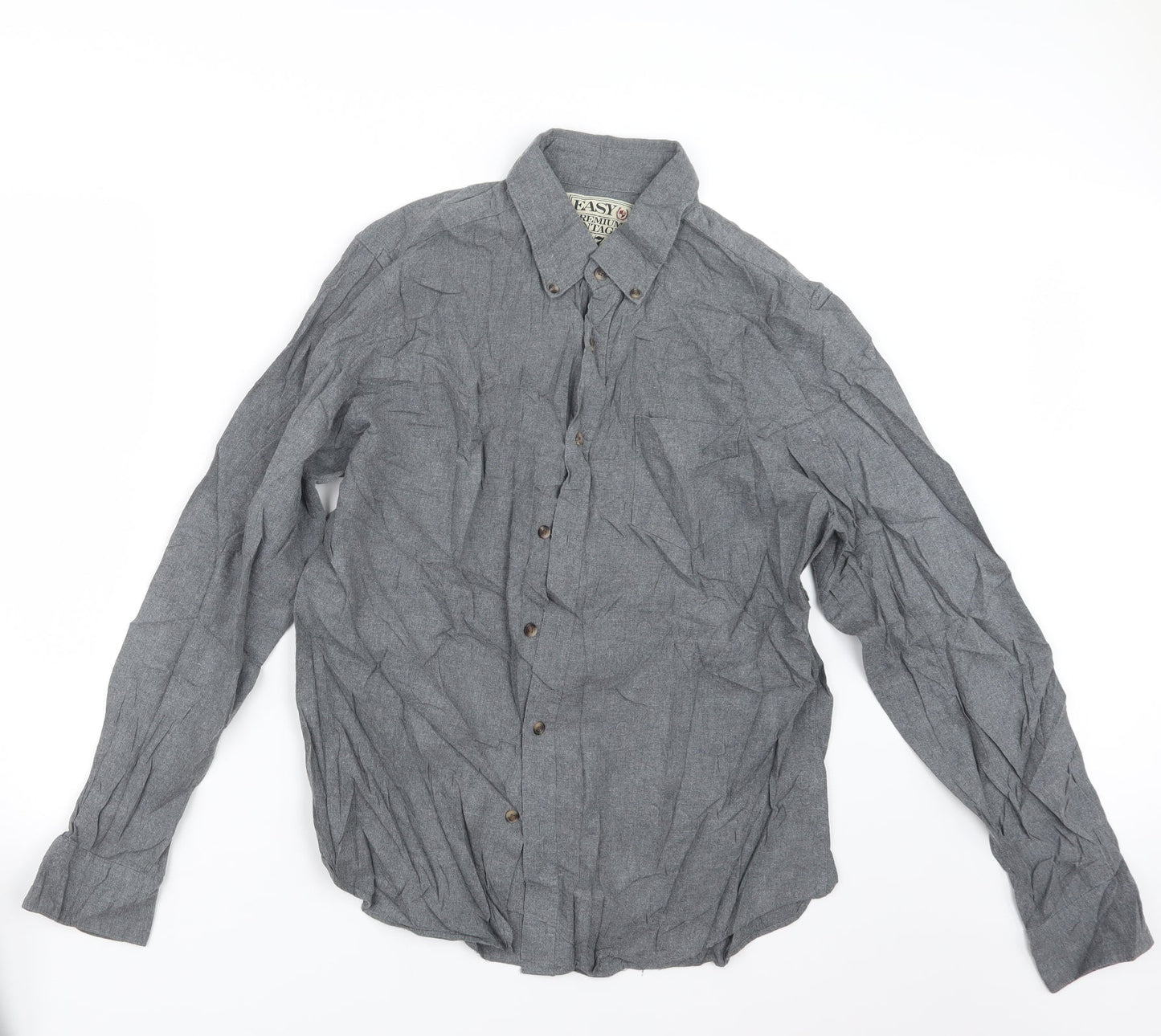 Easy Mens Grey    Button-Up Size L