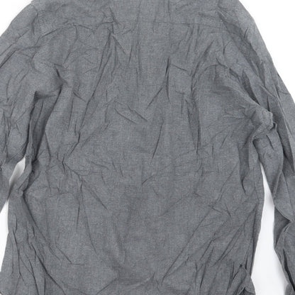 Brand and care label for Easy men’s grey button-up, size L
