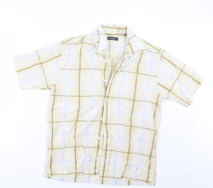 Additional front view of Linea men’s blue check button-up, size S