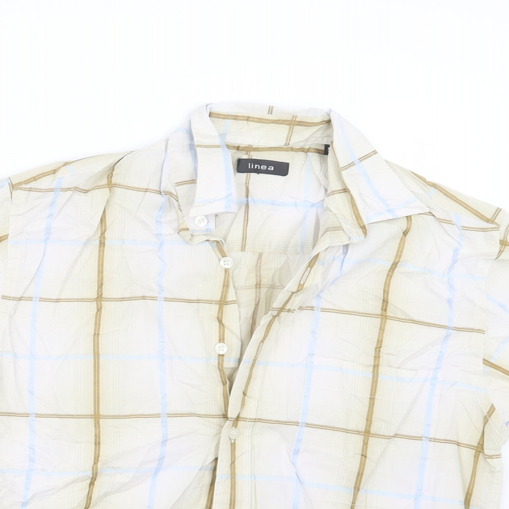 Linea Mens Blue Check   Button-Up Size S
