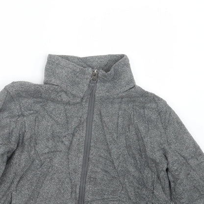 Close-up detail of Amazon Essentials boys’ grey jacket, size 6-7, years