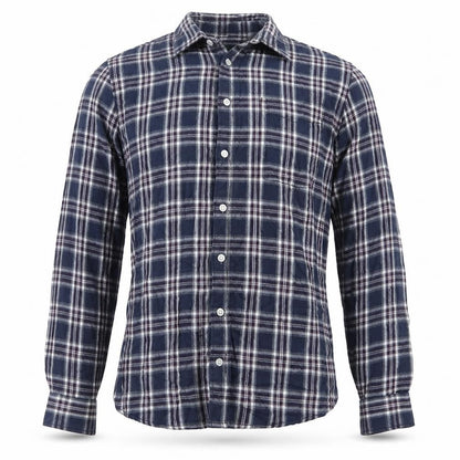 EWM Mens Blue Check   Button-Up Size XL