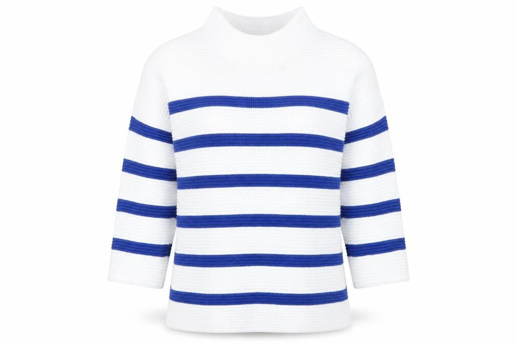 TU Womens White Striped Knit Pullover Jumper Size 10