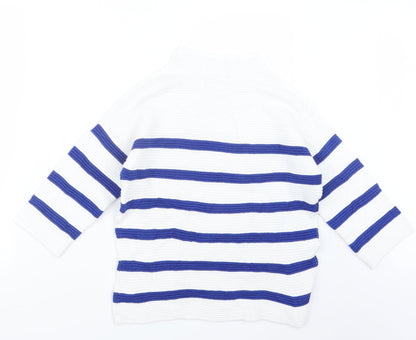 Tu Womens White Striped Knit Pullover Jumper Size 10