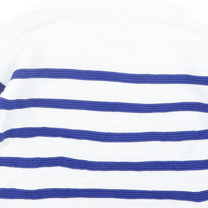 Tu Womens White Striped Knit Pullover Jumper Size 10