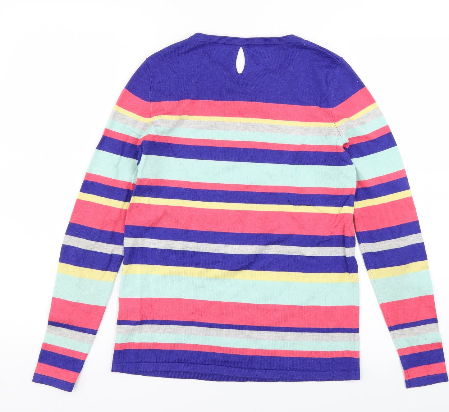 M&Co Womens Blue Striped Knit Pullover Jumper Size 10