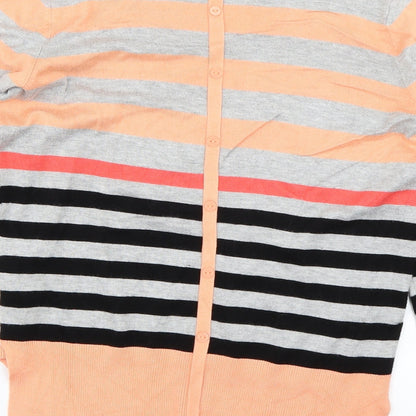 Fransa Womens Orange Striped Knit Pullover Jumper Size M