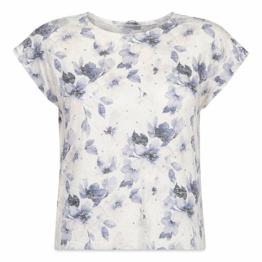 Tu Womens White Floral  Basic T-Shirt Size 10