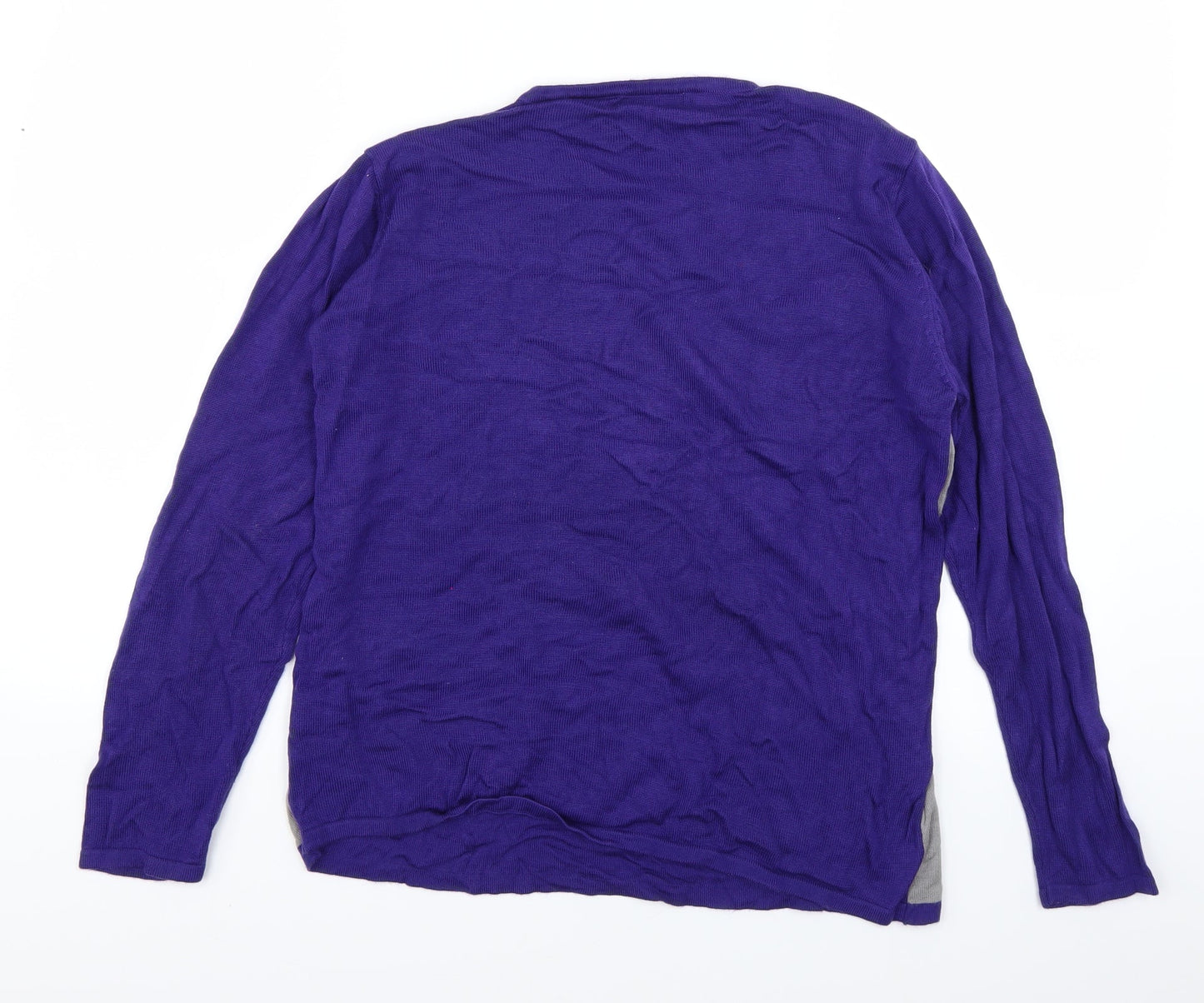 Fay Louise Womens Purple Floral Knit Pullover Jumper Size L