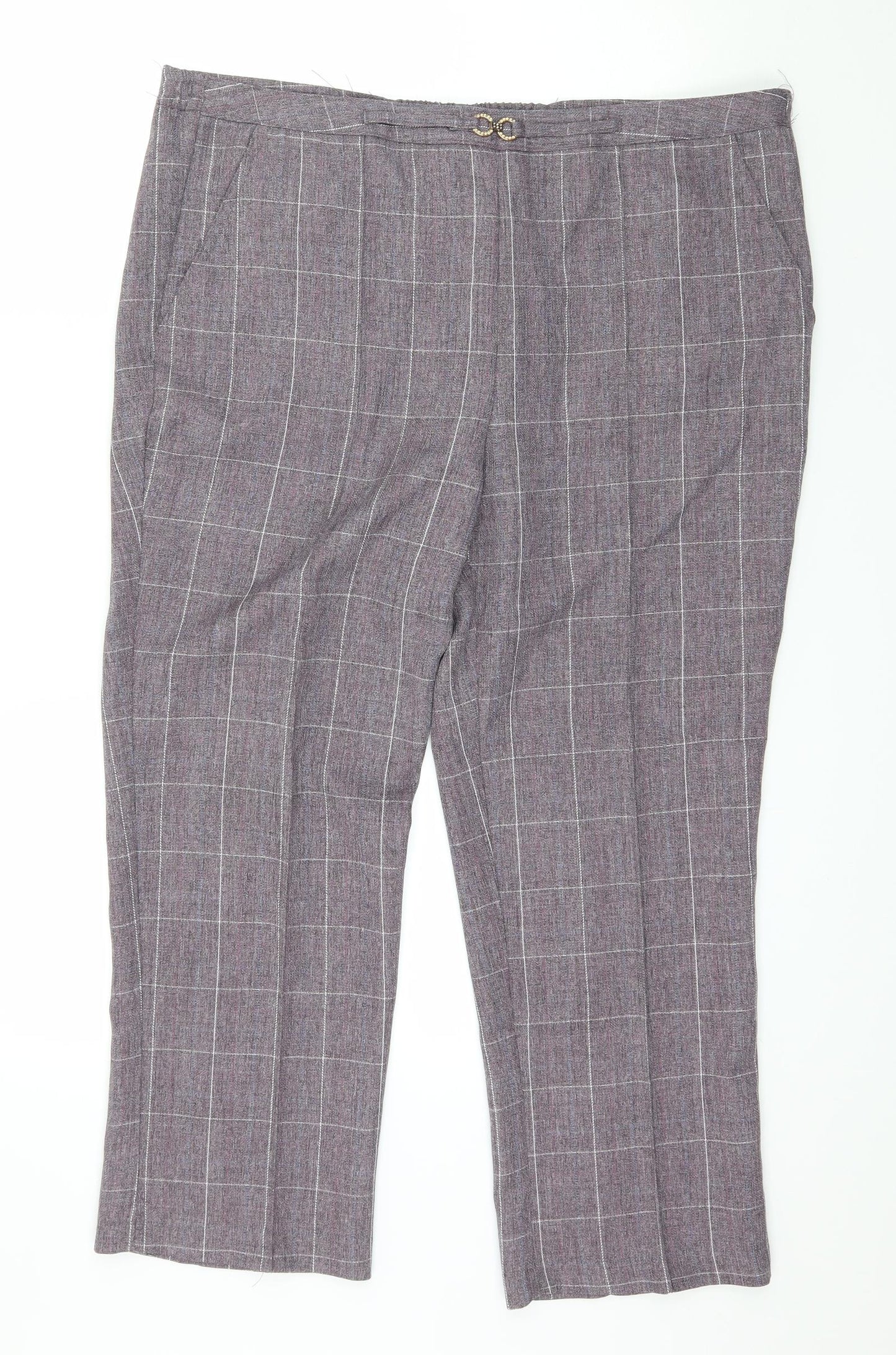Damart Womens Purple Check  Trousers  Size 16 L25 in