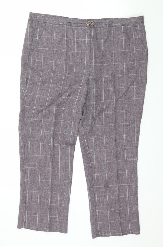 Damart Womens Purple Check  Trousers  Size 16 L25 in