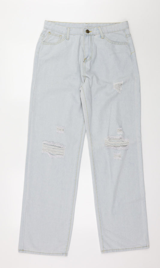 Preworn Womens Blue  Denim Wide-Leg Jeans Size 32 in L30 in