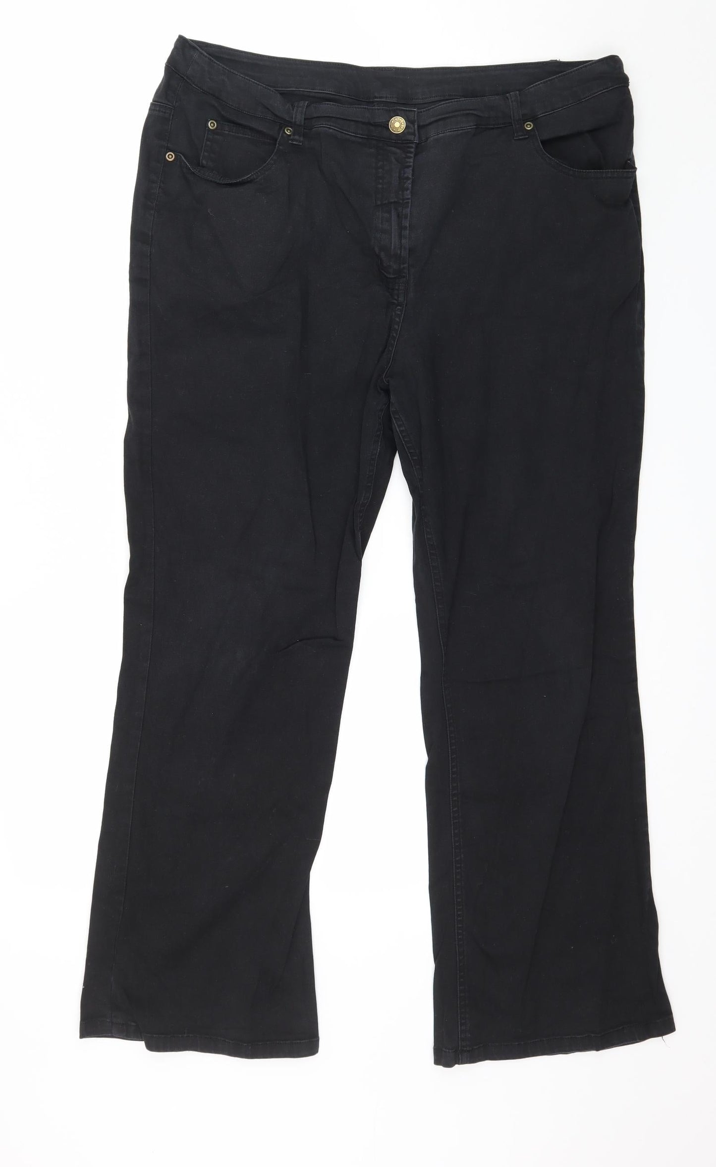 Preworn Womens Black  Denim Straight Jeans Size 16 L27 in