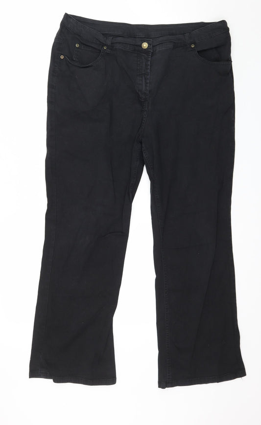 Preworn Womens Black  Denim Straight Jeans Size 16 L27 in