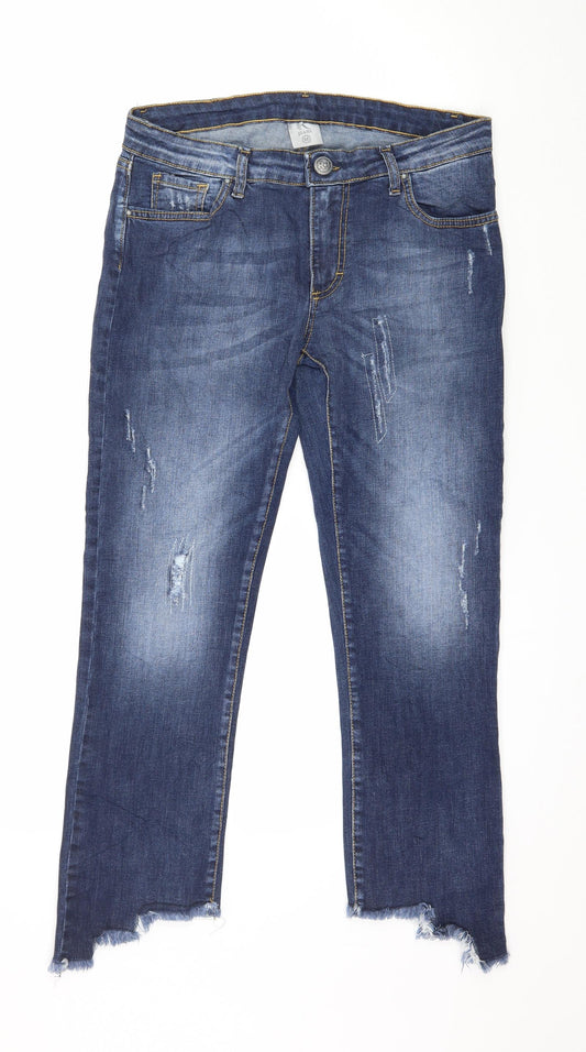 Preloved R Denim Womens Blue  Denim Cropped Jeans Size M L24 in - Front