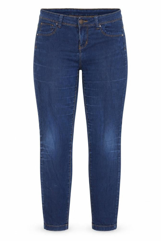 Front view of Denim & Co. women’s blue denim skinny jeans, size UK 8, 26-inch leg