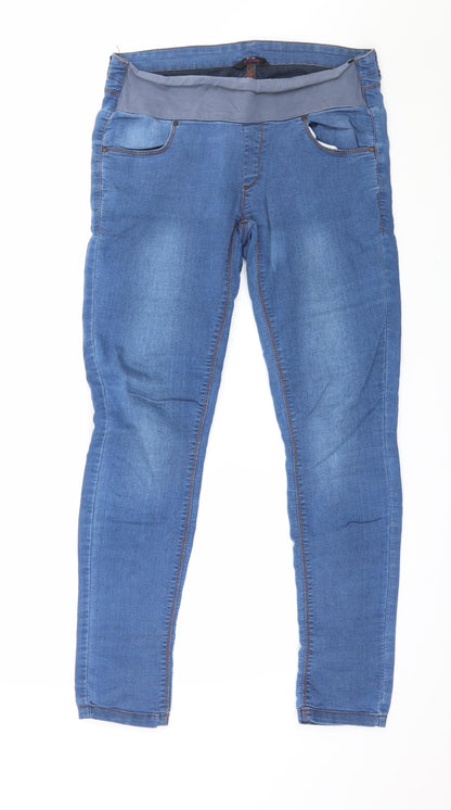 Additional front view of Evie women’s blue denim jegging jeans, size UK 8, 28-inch leg