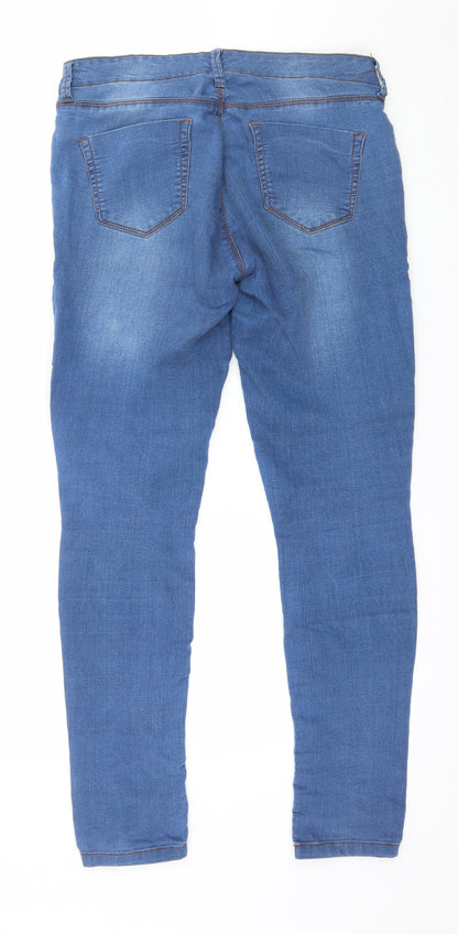 Back view of Evie women’s blue denim jegging jeans, size UK 8, 28-inch leg