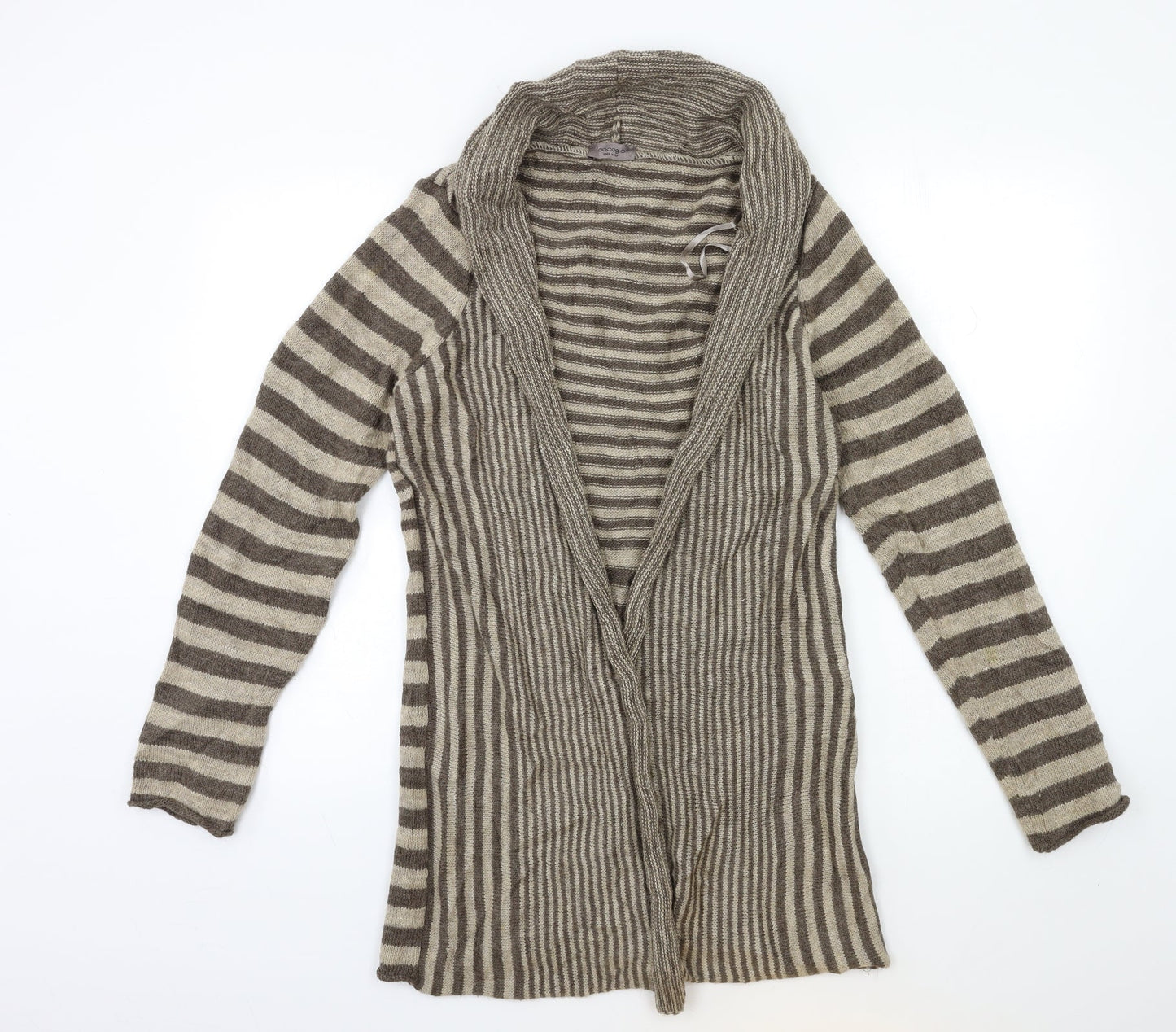 Cocogio Womens Beige Striped Knit Cardigan Jumper Size M