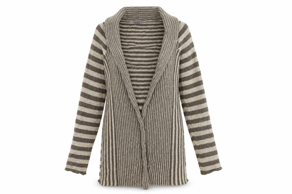 Cocogio Womens Beige Striped Knit Cardigan Jumper Size M
