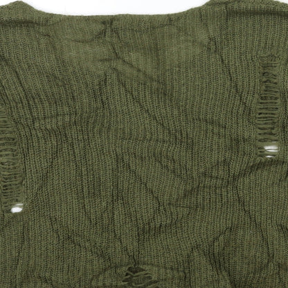 Brand and care label for Atmosphere women’s green knit jumper, size UK 6