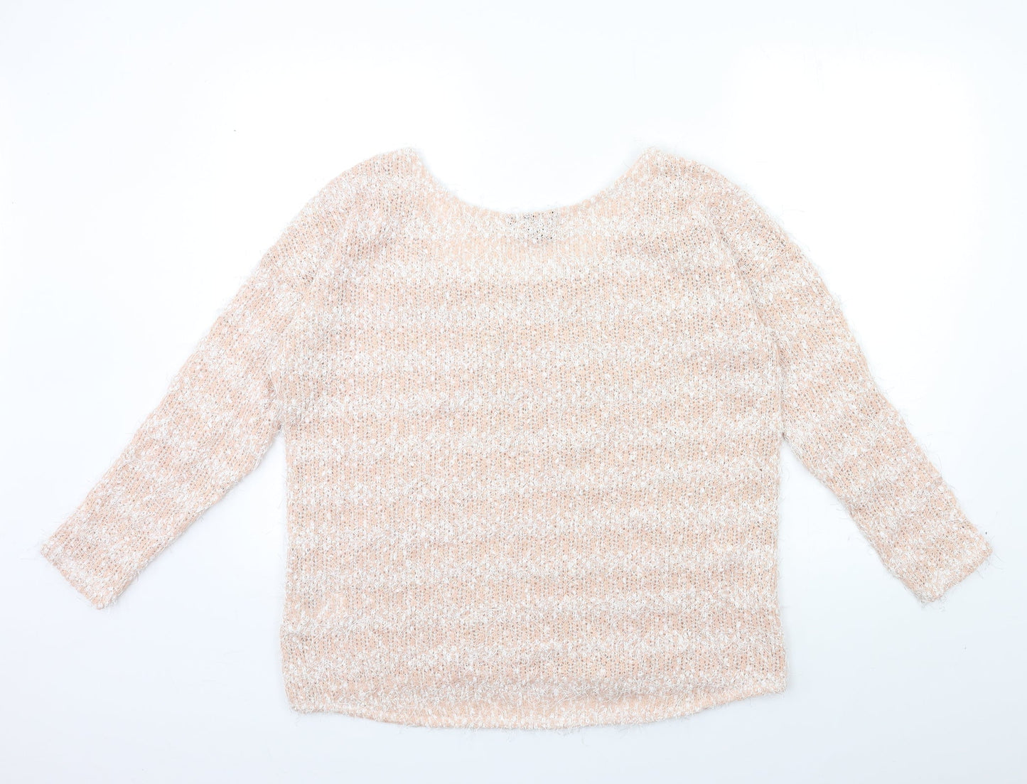 H&M Womens Pink Striped Knit Pullover Jumper Size M