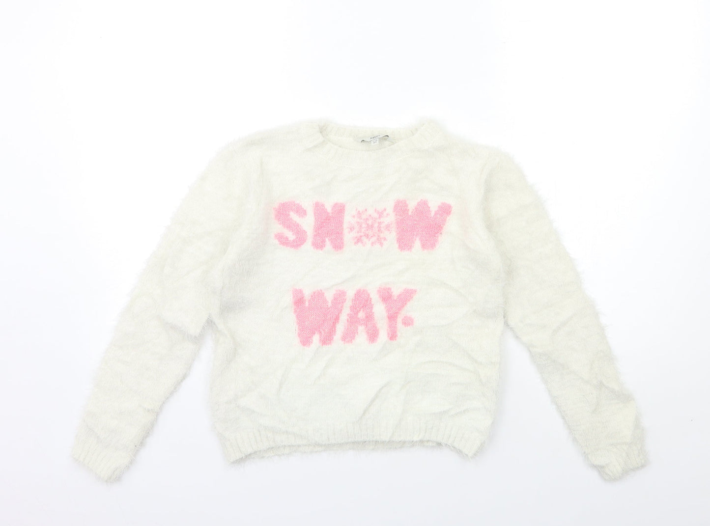 EVIE Girls White  Knit Pullover Jumper Size 11 Years