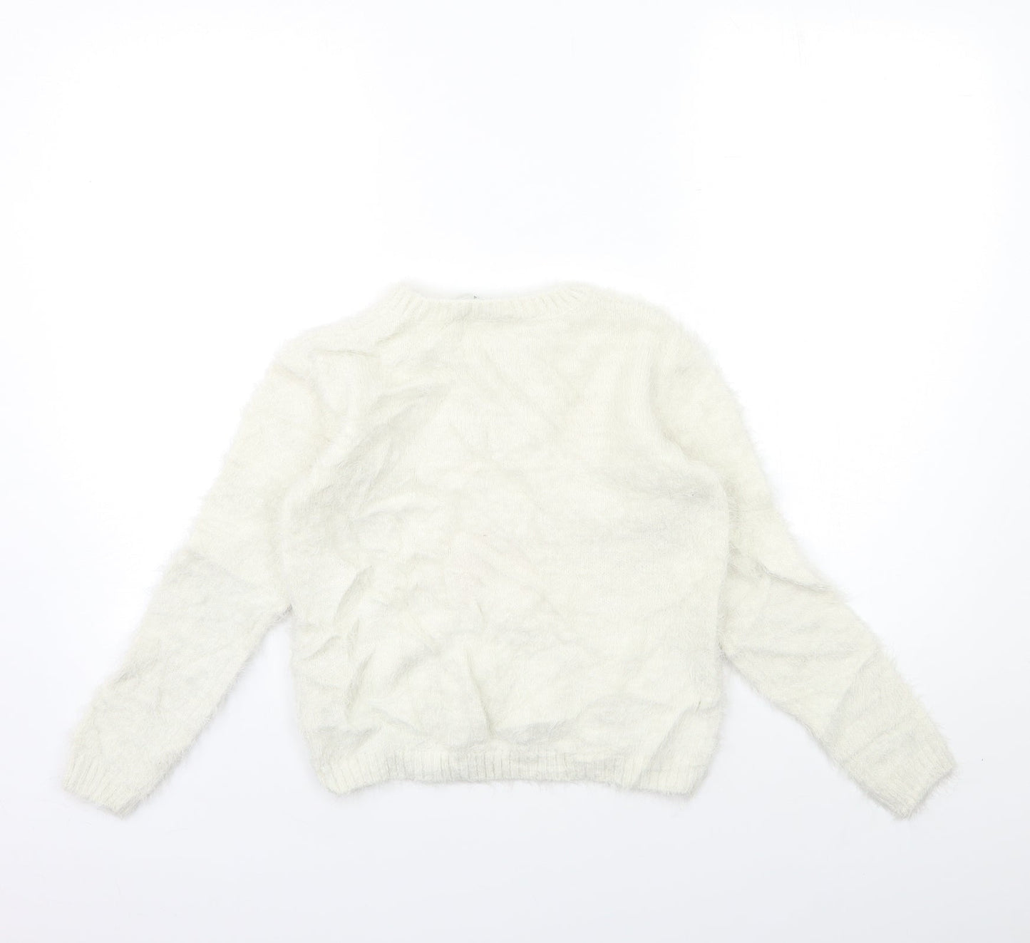 EVIE Girls White  Knit Pullover Jumper Size 11 Years
