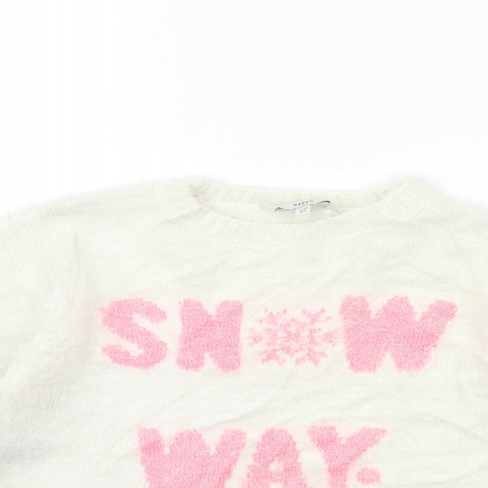 EVIE Girls White  Knit Pullover Jumper Size 11 Years