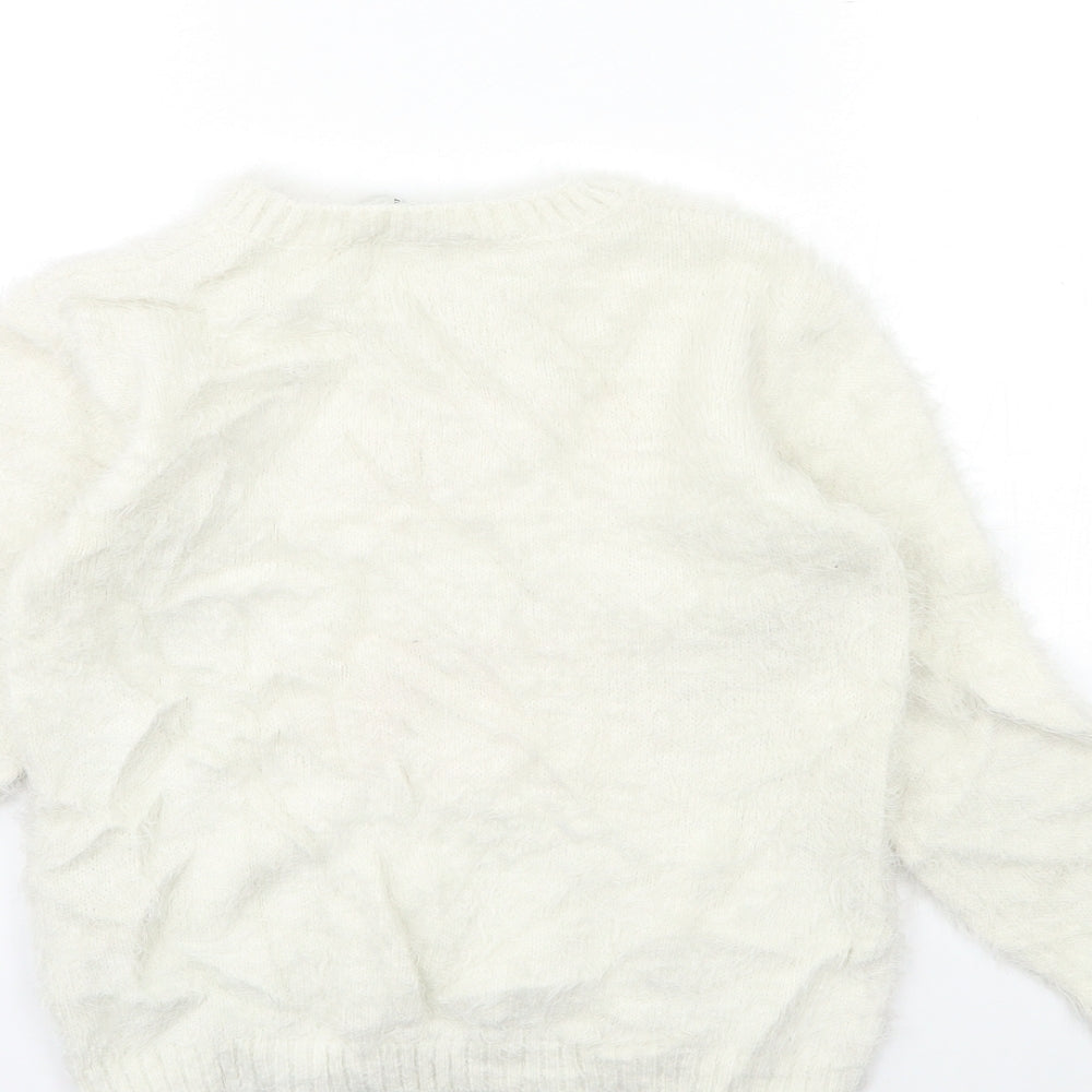 EVIE Girls White  Knit Pullover Jumper Size 11 Years