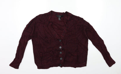 Preloved FOREVER 21 Womens Red  Knit Cardigan Jumper Size M - Front
