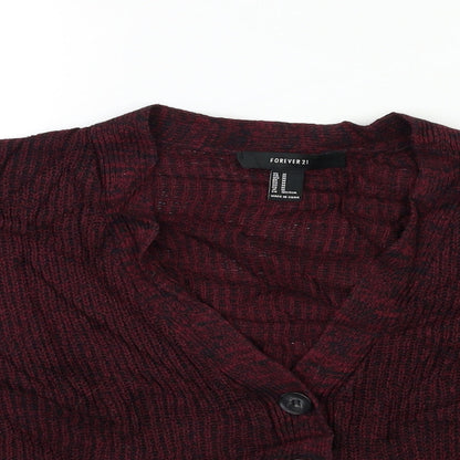 Preloved FOREVER 21 Womens Red  Knit Cardigan Jumper Size M - Detail