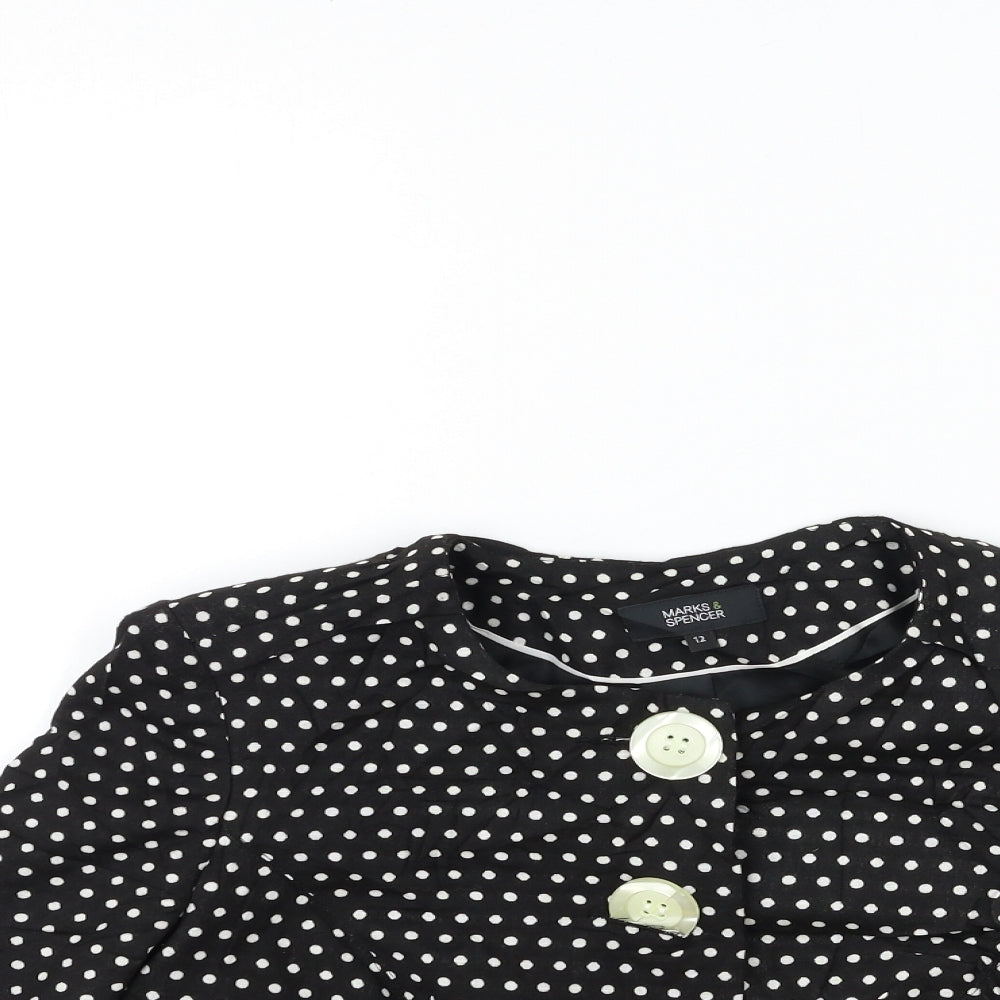 Marks and Spencer Womens Black Polka Dot  Jacket  Size 12