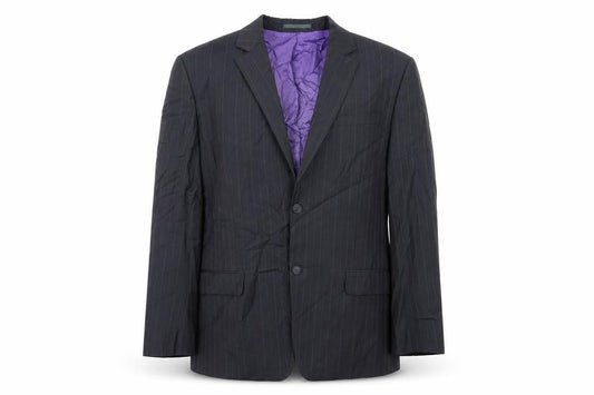 Front view of French Connection men’s grey striped jacket suit jacket, size 42