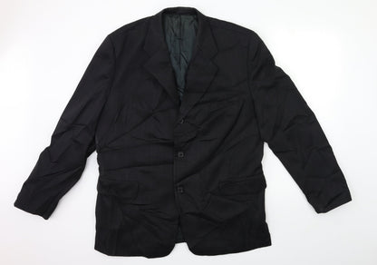 Preworn Mens Black Striped  Jacket Suit Size 44
