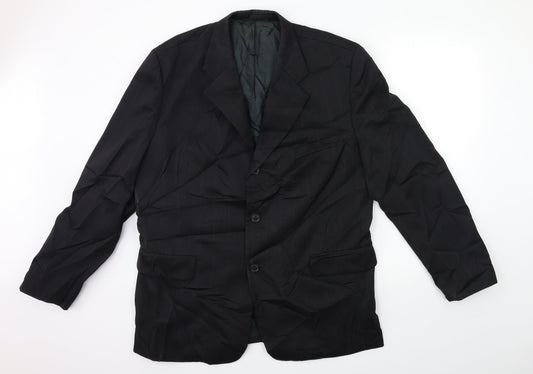 Preworn Mens Black Striped  Jacket Suit Size 44