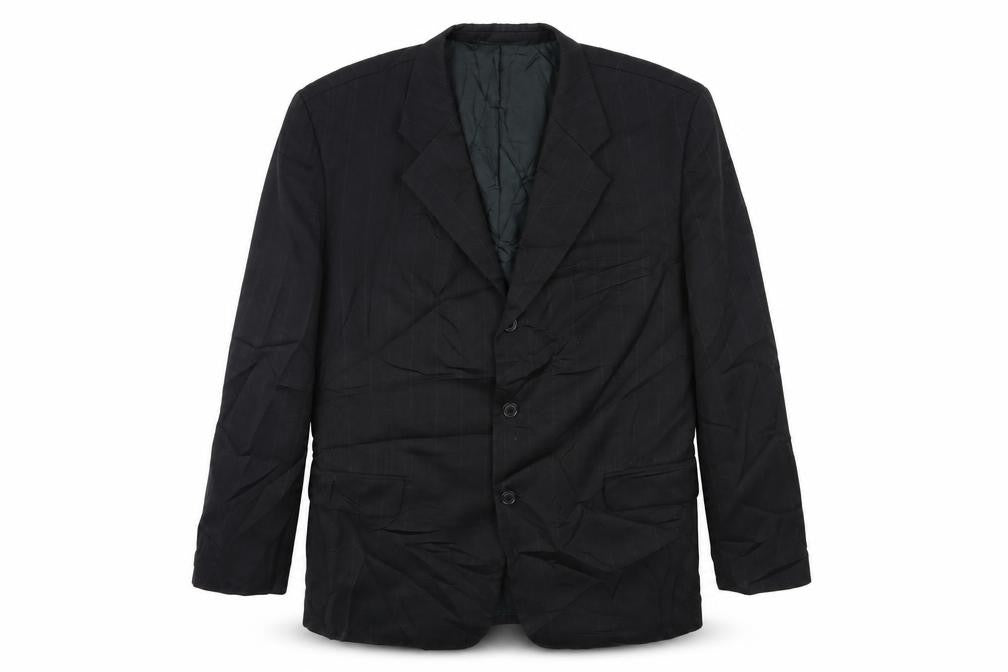 Preworn Mens Black Striped  Jacket Suit Size 44