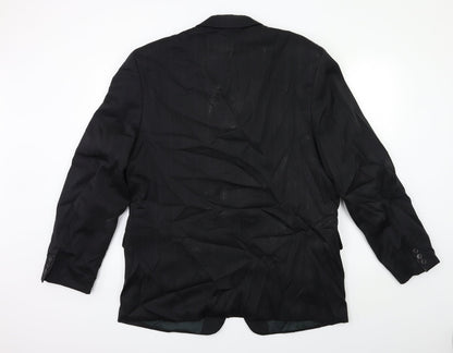 Preworn Mens Black Striped  Jacket Suit Size 44