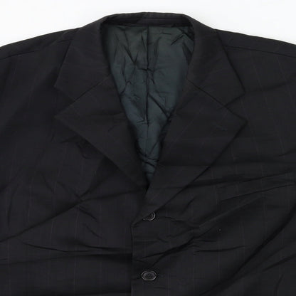 Preworn Mens Black Striped  Jacket Suit Size 44