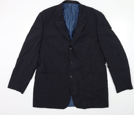 Marks and Spencer Mens Blue Striped  Jacket Suit Jacket Size 44