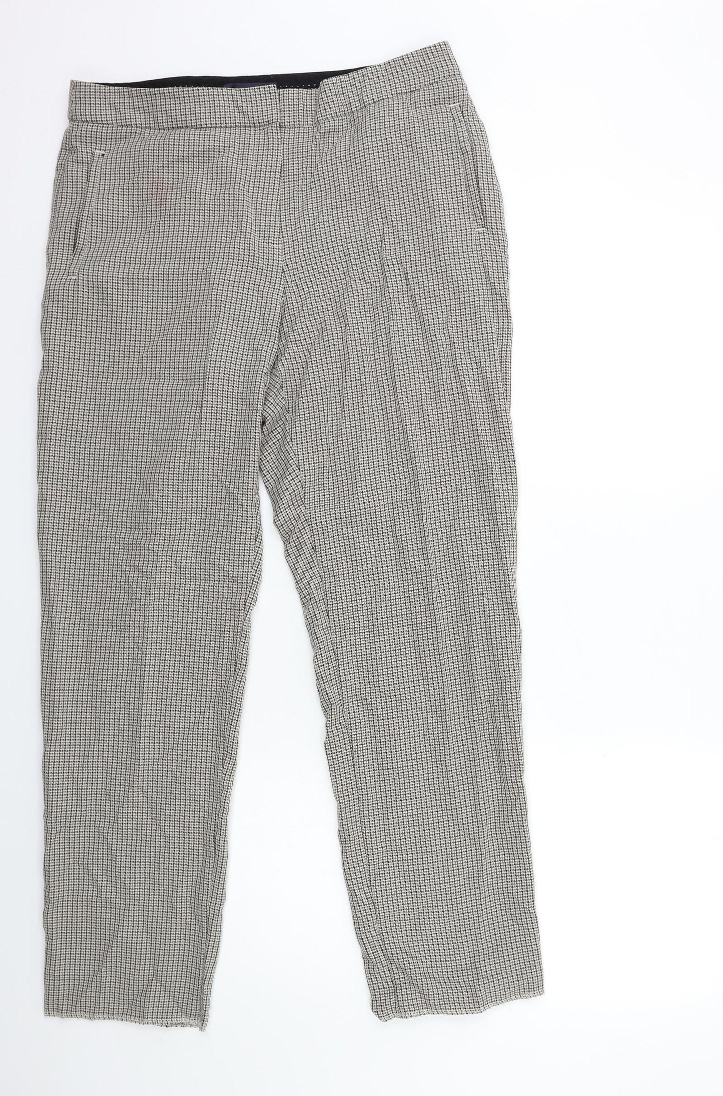 Marks and Spencer Womens Beige Check  Trousers  Size 14 L30 in