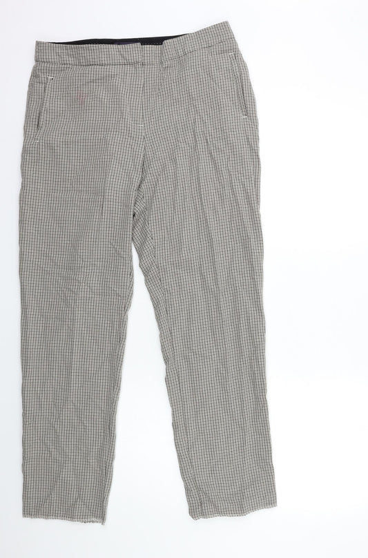 Marks and Spencer Womens Beige Check  Trousers  Size 14 L30 in